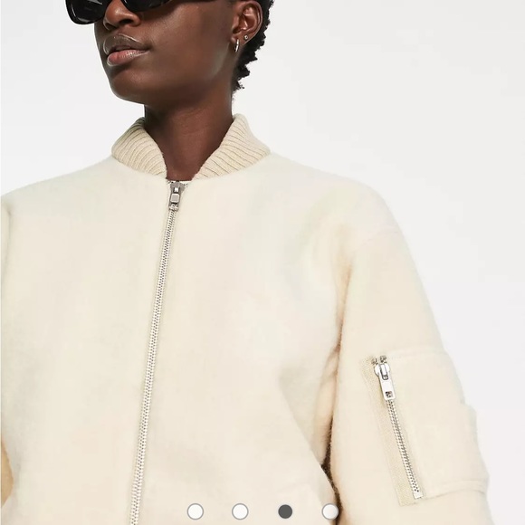 NEW ASOS Design Brushed Bomber in Stone - Picture 3 of 13